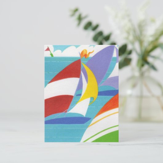 Farbige Segelboote Postkarte (Stehend Vorderseite)