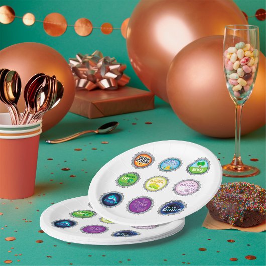 Farbige Seidenflaschen Pappteller