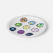 Farbige Seidenflaschen Pappteller (Schrägansicht)