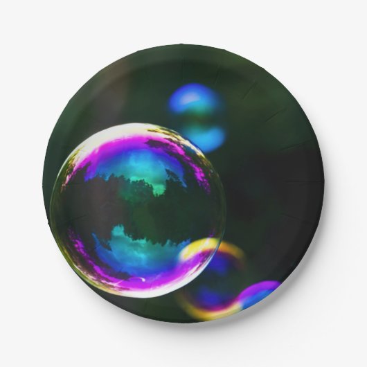 Farbige Seifenblasen Flocken Pappteller (Vorderseite)