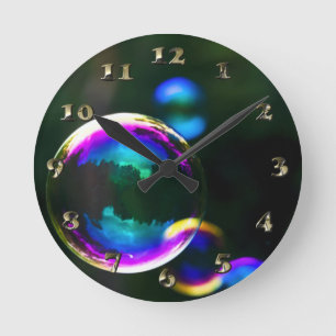 Farbige Seifenblasen Flocken Runde Wanduhr