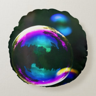 Farbige Seifenblasen Flocken Rundes Kissen