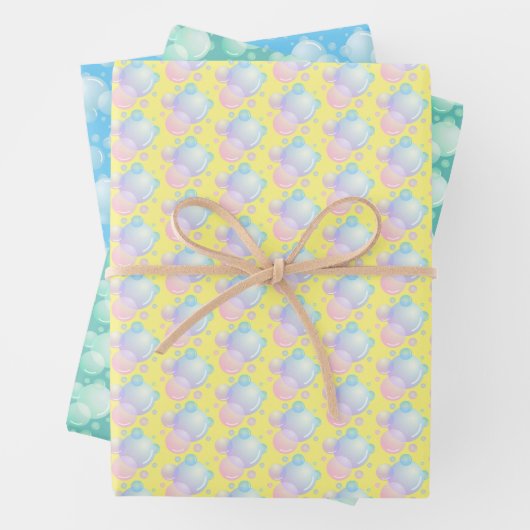 Farbige Seifenblasen verpacken Papierblätter Geschenkpapier Set (Beispiel)