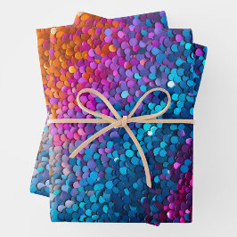 Farbige Sequin Art Wrapping Paper Sheets Geschenkpapier Set
