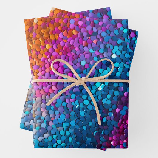 Farbige Sequin Art Wrapping Paper Sheets Geschenkpapier Set