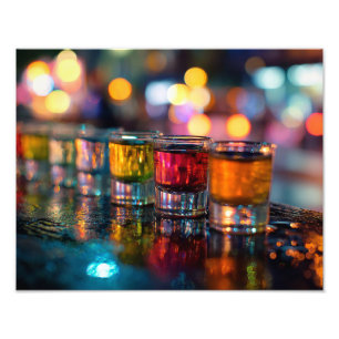 Farbige Shots Neon-Nachtbar-Lichter Fotodruck