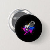 Farbige Shuttlecock-Racket-Badminton-Spielerin Button (Vorne & Hinten)