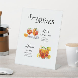 Farbige Signature-Cocktails Hochzeitstisch-Schild Sockelschild