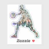 Farbige Silhouette des Basketballspielers Aufkleber (Blatt)