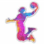 Farbige Silhouette des Basketballspielers Aufkleber (Vorderseite)