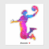 Farbige Silhouette des Basketballspielers Aufkleber (Blatt)