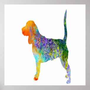 Farbige Silhouette eines stehenden Beagle-Hundes Poster