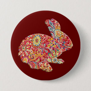 Farbige Silhouette Ostersonne Button