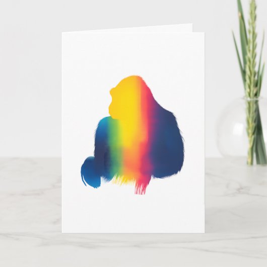 Farbige Silhouette Paint Gorilla Karte (Vorderseite)