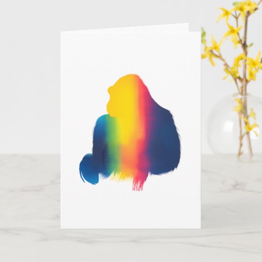 Farbige Silhouette Paint Gorilla Karte (Gelbe Blume)