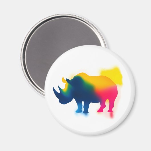Farbige Silhouette Paint Rhinoceros Magnet (Vorderseite/Rückseite)