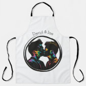 Farbige Silhouette von Gay Couple Personalisiert Schürze (Vorderseite)