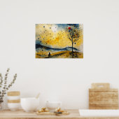 Farbige Silhouette Watercolor Wall Poster (Küche)