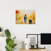 Farbige Silhouette Watercolor Wall Poster (Heimbüro)