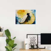 Farbige Silhouette Watercolor Wall Poster (Heimbüro)