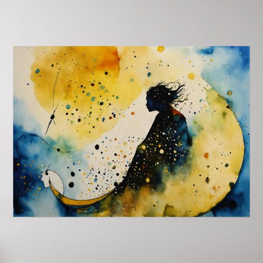 Farbige Silhouette Watercolor Wall Poster (Vorne)