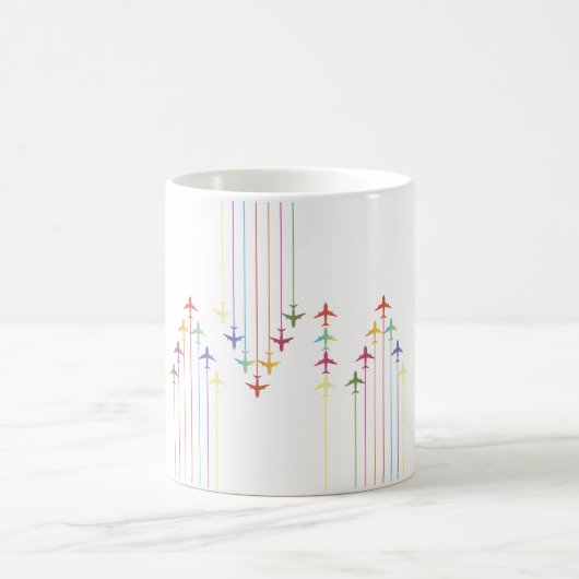 Farbige Silhouetten des Flugzeug Kaffeetasse (Mittel)