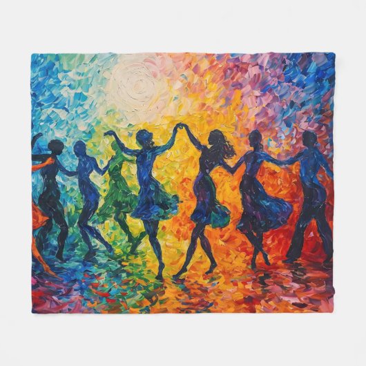 Farbige Silhouetten tanzen Fleecedecke (Vorderseite (Horizontal))