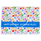 Farbige Silhouetten von Militärflugzeugen Große Geschenktüte (Vorderseite)