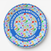 Farbige Silhouetten von Militärflugzeugen Pappteller (Vorderseite)