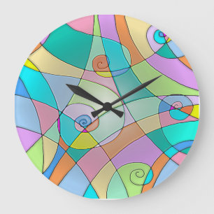 Farbige simulierte Bleiglasfenster in Pastellfarbe Große Wanduhr