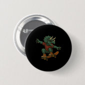 Farbige Skateboarding-Triceratops-Dinosaurier-Desi Button (Vorne & Hinten)
