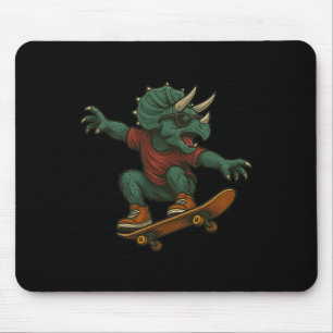 Farbige Skateboarding-Triceratops-Dinosaurier-Desi Mousepad