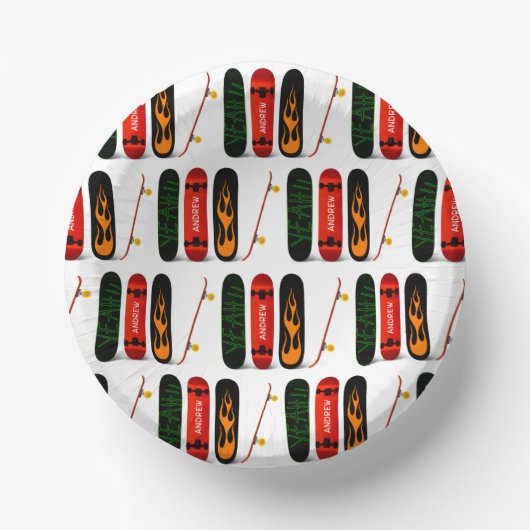 Farbige Skateboards, Personalisierte Papiertücher Pappteller (Vorderseite)