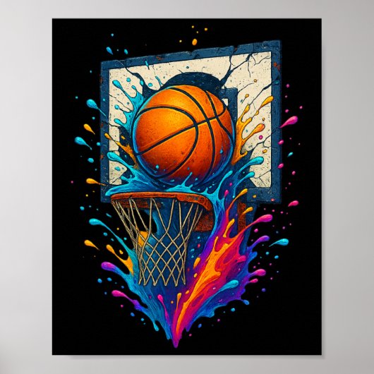 Farbige Sketll Slam Dunk Splash Hoop Tafel  Poster (Vorne)