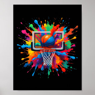 Farbige Sketll Tie Dye Hoop Netz Slam Dunk Splash Poster