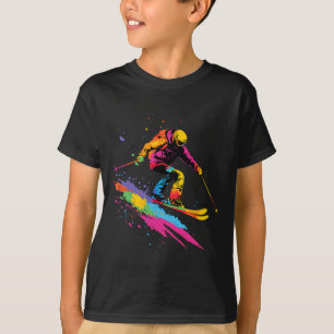 Farbige Skifahren Ski T-Shirt