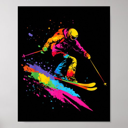 Farbige Skifahren Skier  Poster (Vorne)