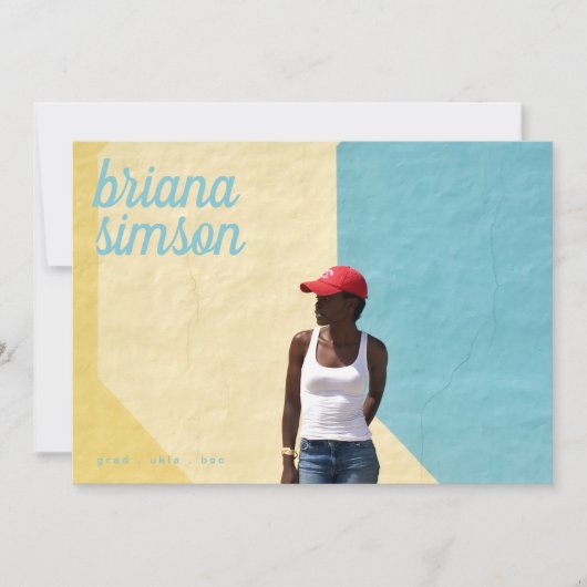 Farbige Skriptname Grad Graduate Zwei Foto Ankündigung (Vorderseite)