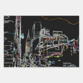 Farbige Skyline in Manhattan Geschenkpapier Set (Vorderseite)