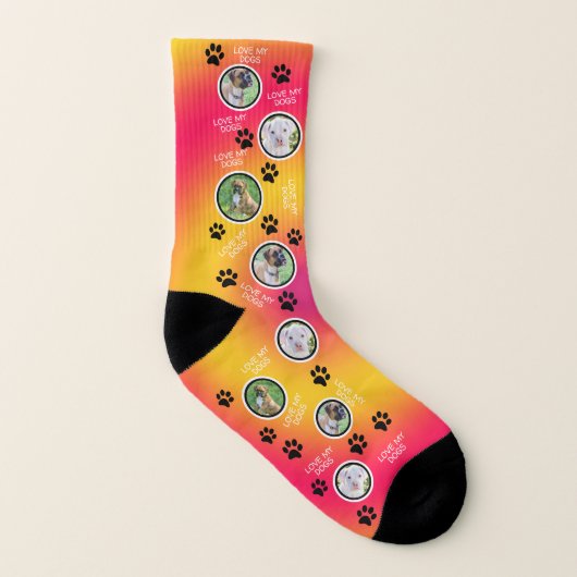 Farbige Socken mit Hundebildern - Foto von Hunden (Rechts - Außen)