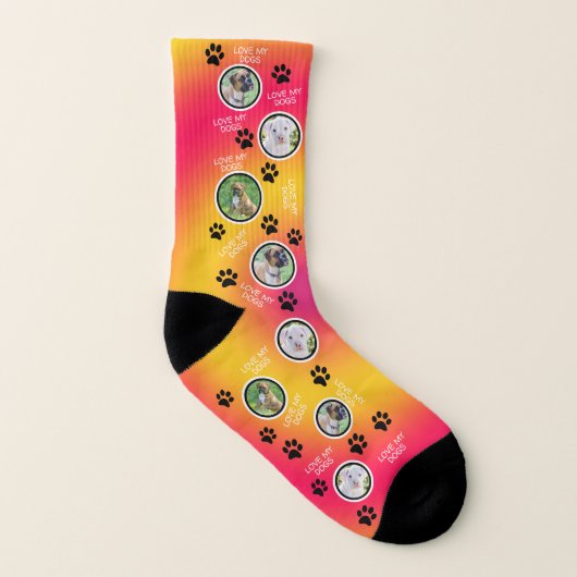 Farbige Socken mit Hundebildern - Foto von Hunden (Links - Innen)