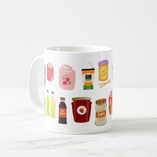 Farbige Soda-Dosen und Flaschen Erfrischungsdesign Kaffeetasse (Vorderseite Links)