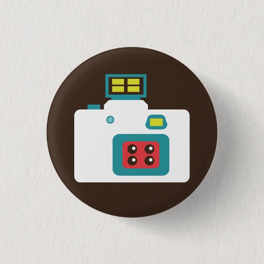 Farbige Sofortbildkamera (Weiß / Blau) Flair Button (Vorderseite)