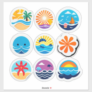 Farbige Sommer-Emoji-Aufkleber Aufkleber