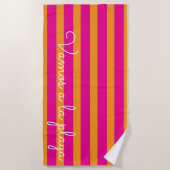 Farbige Sommer-Pink-Orange-Text Strandtuch (Vorderseite)
