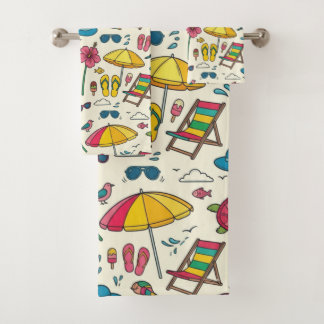 Farbige Sommer-Strandsonnenschirm-Muster Badhandtuch Set