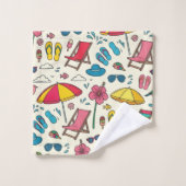 Farbige Sommer-Strandsonnenschirm-Muster Badhandtuch Set (Waschlappen)