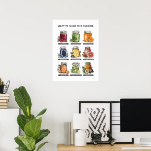 Farbige Sommer-Wasserfarbe-Mason-Glas-Lebensmittel Poster