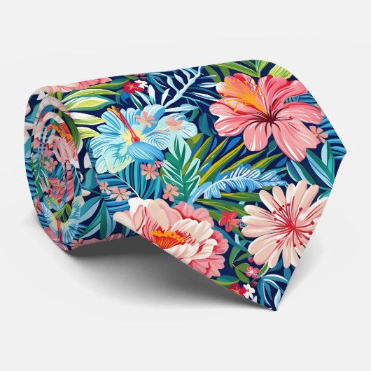 Farbige Sommerblumen Hübsches Blumenmuster Krawatte (Gerollt)