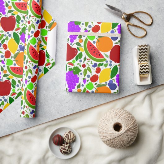 Farbige Sommerfrüchte Geschenkpapier (Kunsthandwerk)